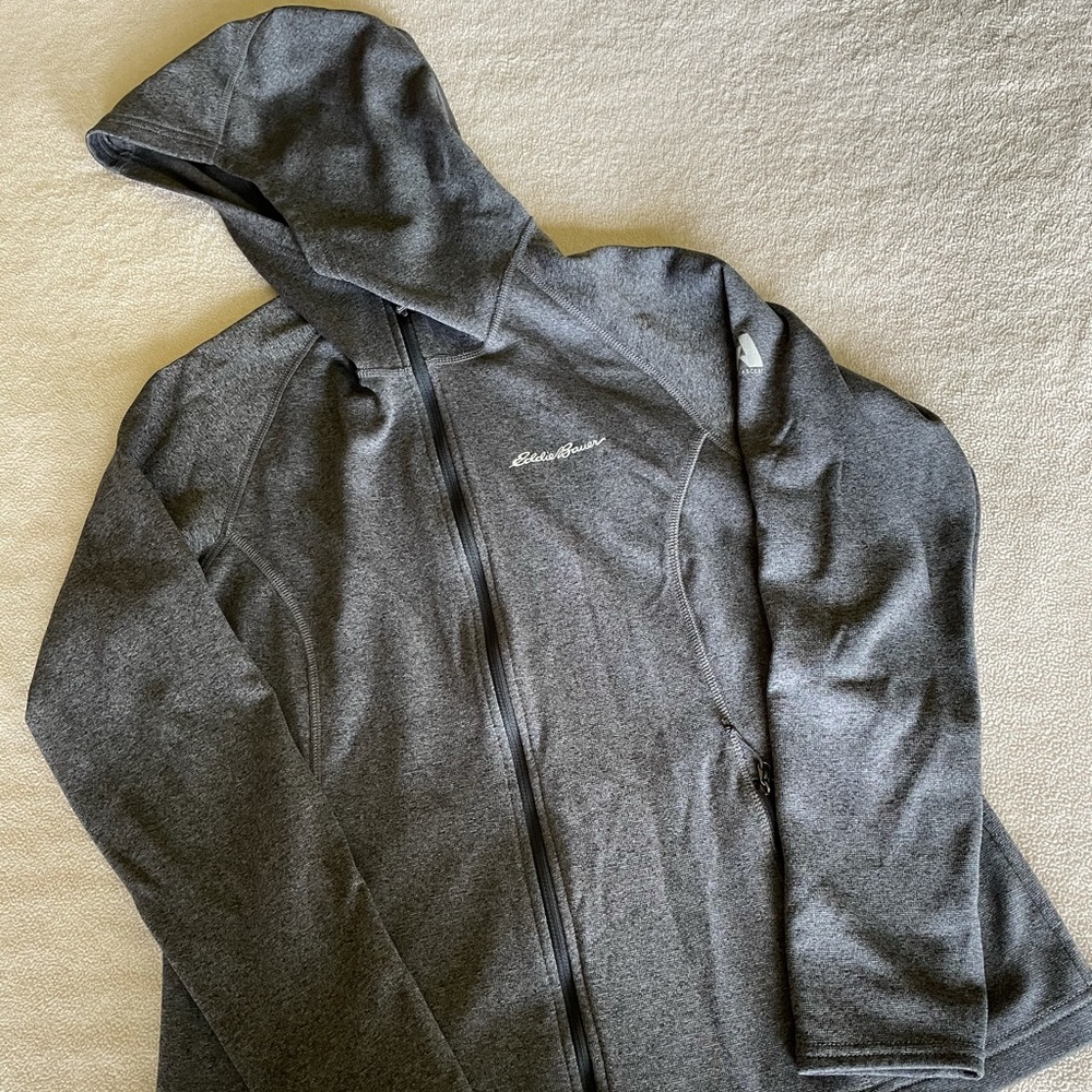 EDDIE BAUER - lightweight grey hooded Ascent jacket, L